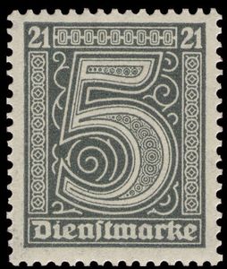 Official Stamp for Prussia - figures '21' in the corners