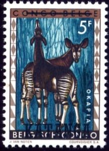 Okapi (Okapia johnstoni) overprinted KATANGA