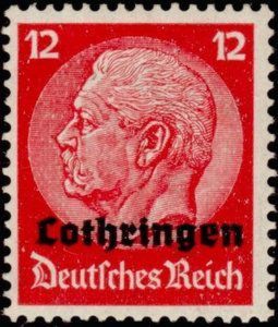 Overprint LOTHRINGEN Over Hindenburg