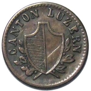 1 Rappen (escutcheon in front of wreath)