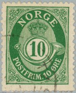 Posthorn 'NORGE' in Roman Capitals