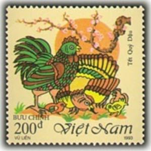 Cocks with peach blossoms