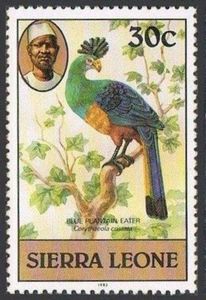 Great Blue Turaco (Corythaeola cristata); 1982 imprint