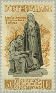 St. Catherine of Siena Dictating one of her "Dialoges"