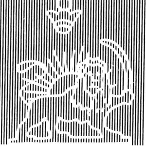 Posthorn in an ornament frame, backside IRAN in a rectangle