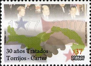 Handshake over Panama Flag