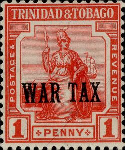 Seated Britannia - Overprinted 'WAR TAX'
