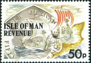 Viking ship, depicted on 50p coin and banknote