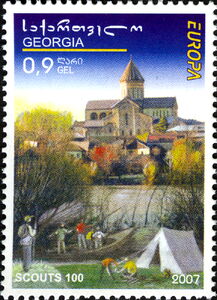 Scouts Near River and Castle