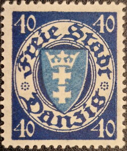 The coat of arms of Danzig in an oval frame