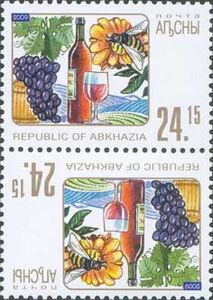 Wine, Grapes and Bee on a Flower