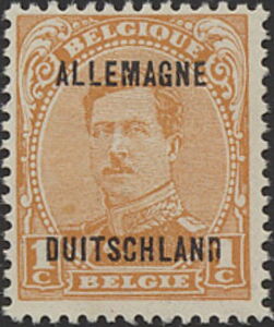 Overprint "ALLEMAGNE DUITSCHLAND" on King Albert I