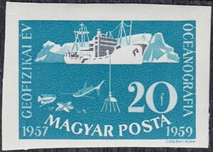 Deep sea exploration: research vessel and iceberg