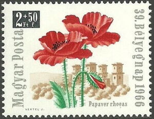39th Stamp Day - Poppies and Diósgyőr Castle