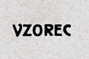 Falcon in flight overprint "VZOREC"