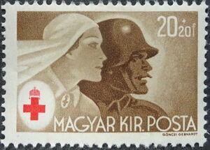 Red Cross nurse and soldier