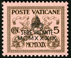 Papal Coat of Arms overprinted