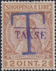 Overprinted T and Takse in blue