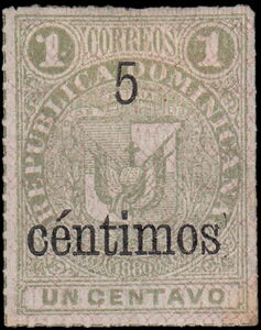 Coat of arms from 1881 surcharged 5c on 1c