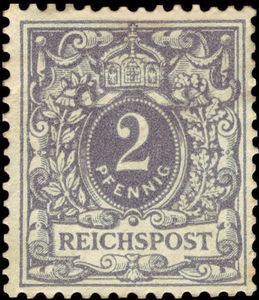 Value number under a crown in a pearls oval