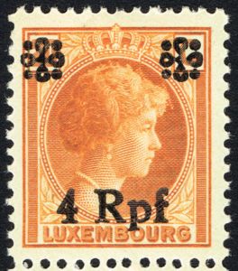 surcharge on Luxembourg Stamp