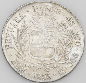 4 Reales (Pasco Mint, 10D 20G, REP. PERUANA)