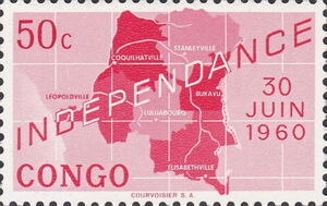 Map of independent Republic of Congo and date '30 Juin 1960'