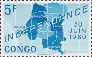 Map of independent Republic of Congo and date '30 Juin 1960'
