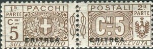 Pacchi Postali Overprint "Eritrea"