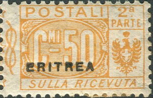 Pacchi Postali Overprint "Eritrea"