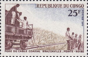 Installation of the coaxial cable Brazzaville to Pointe-Noir