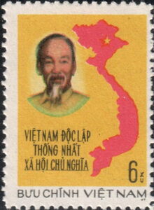 Ho Chi Minh and map of Vietnam