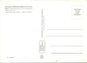 Restaurant Mathias Keller bei der Oper | Wien I., Maysedergasse 2 und Führichgas