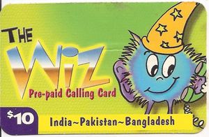 THE WIZ Pre-paid Calling Card India-Pakistan-Bangladesh