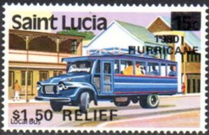 Bus, Castries – overprinted