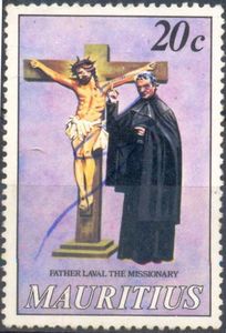Father Laval and crucifix