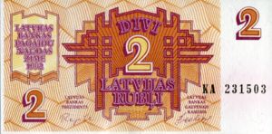 2 Latvian Rubļi