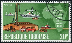 Harbor activities and map of Africa