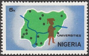 Map marking Nigeria's 13 Universities