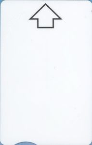 White card with arrow