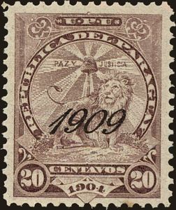 Sentenial Lion at Rest, Overprinted "1909"
