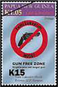 Gun free zone emblem ('Krismas SEIF Kempan') - surcharged