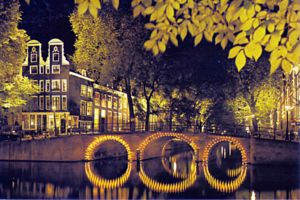 Canals of Amsterdam at night