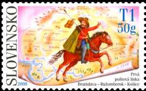 Stamp Day - The first Postal Line Bratislava-Ruzomberok-Kosi