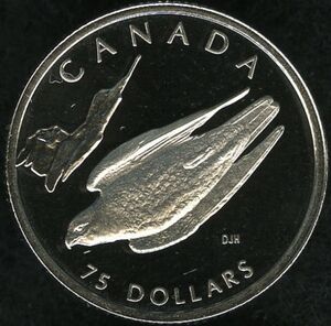 75 Dollars (Wildlife platinum series. Falcon)
