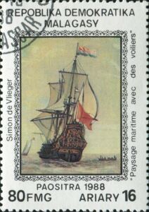 Seascape with Sailing Ships, by Simon de Vlieger