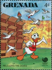 Donald Duck releasing doves