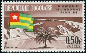 Lomé Harbor and Togolese Flag