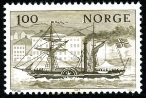 Paddle steamer "Constitutionen" in Arendal Harbor