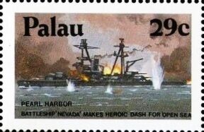 Battleship Nevada gets under way